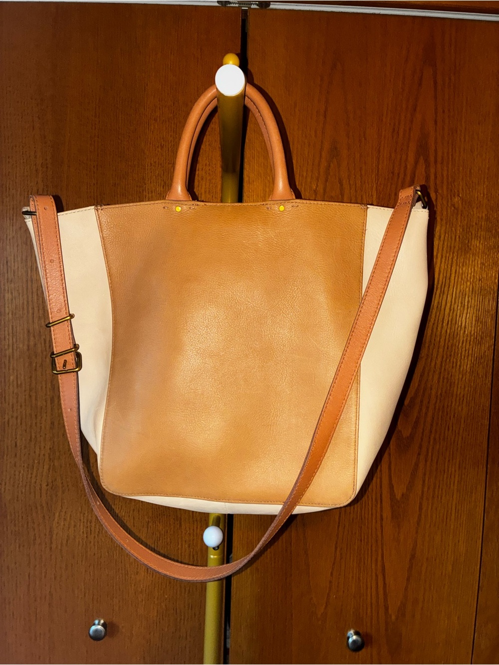 Madewell Two-Tone Tan and Cream Leather Tote